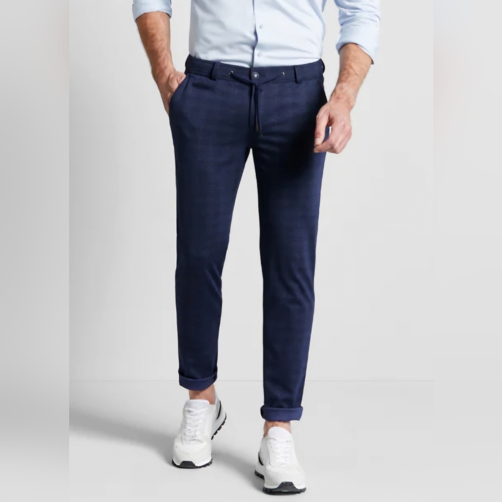 Bugatti Men's Navy Blue Trousers Size 36 Adjustable Waist Dress Pants